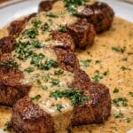 Juicy Steak with Creamy Garlic Sauce Recipe