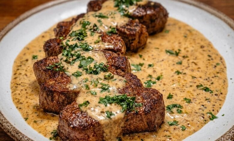 Juicy Steak with Creamy Garlic Sauce Recipe