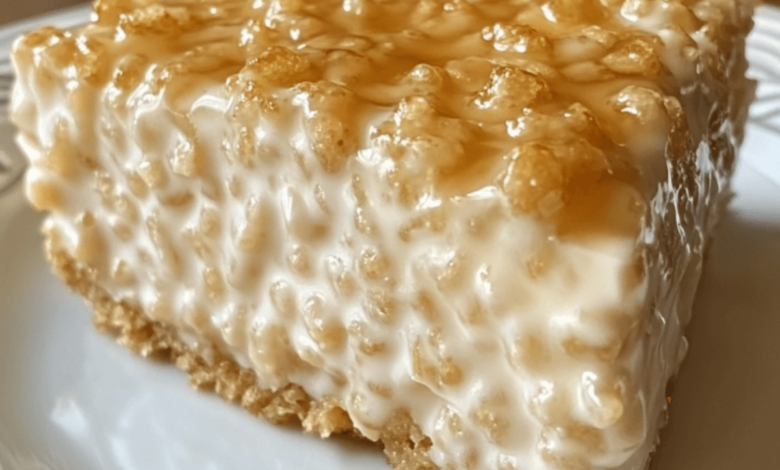 Caramel Rice Krispie Cheesecake Bars