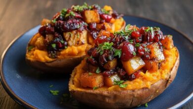 Cranberry Apple Twice-Baked Sweet Potatoes