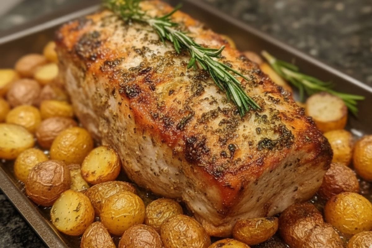Herb-Roasted Garlic Pork Loin with Crispy Potatoes