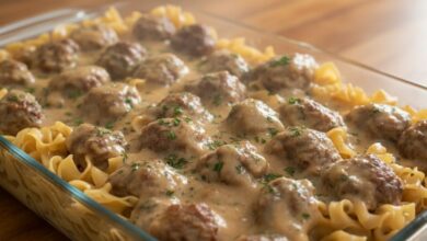 Swedish Meatball Noodle Bake