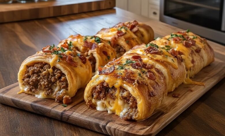 Cheesy Bacon Beef Crescent Rolls