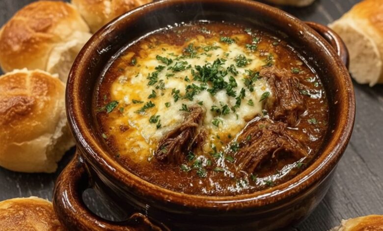 French Onion Beef Short Rib Soup