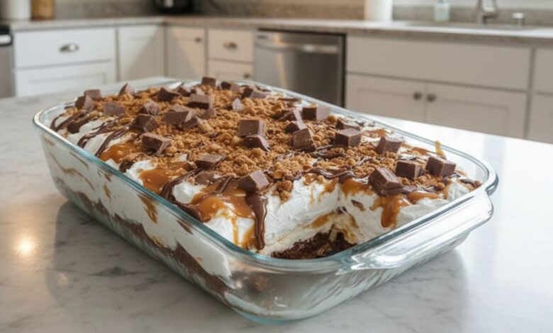 No-Bake Chocolate Caramel Crunch Dessert