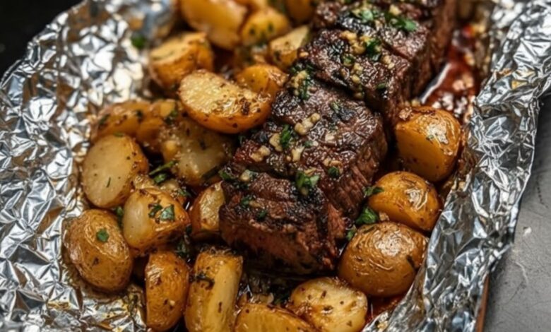 Garlic Steak & Potato Foil Packets