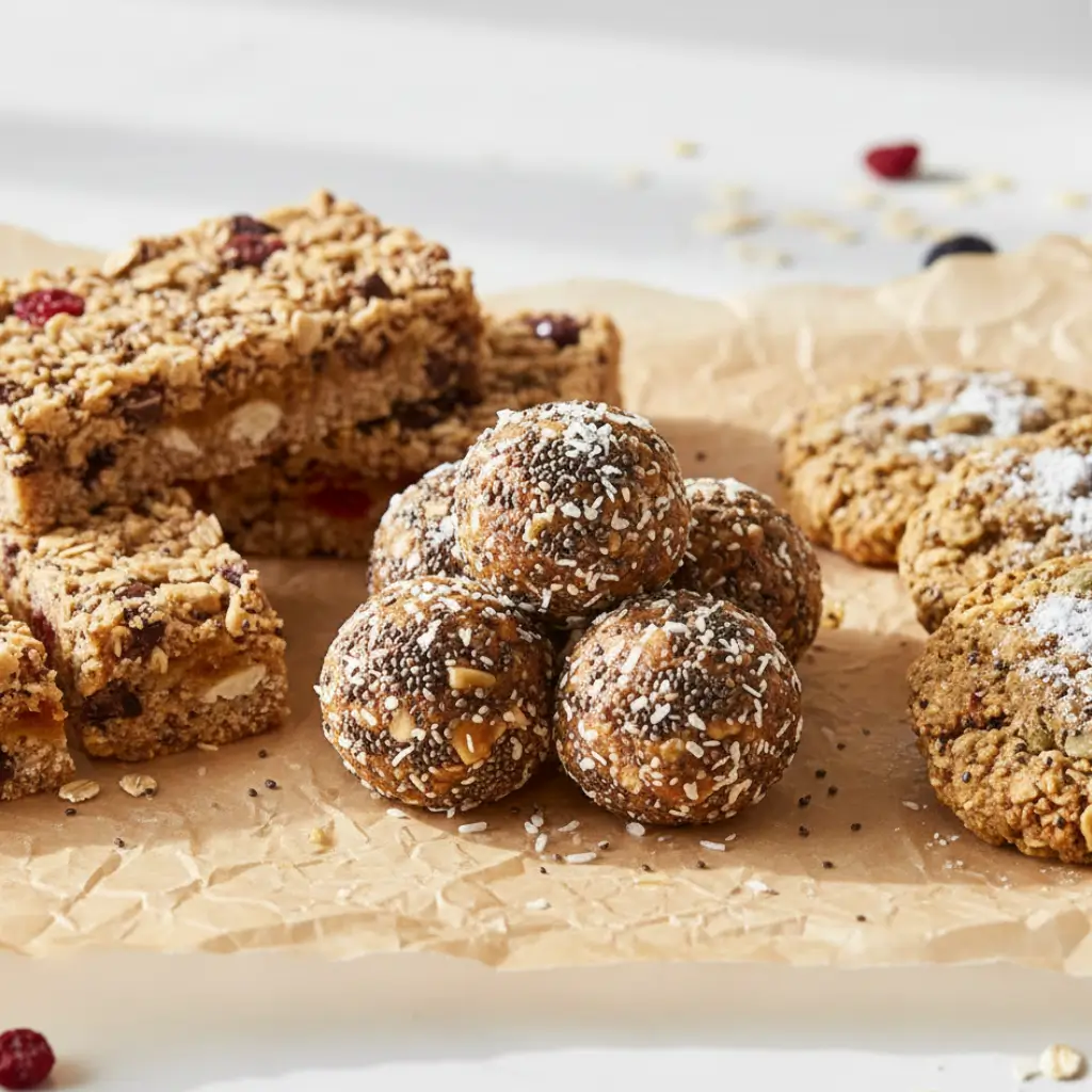 Recipes using protein powder showing no-bake protein balls, homemade protein bars, and healthy high-protein snacks