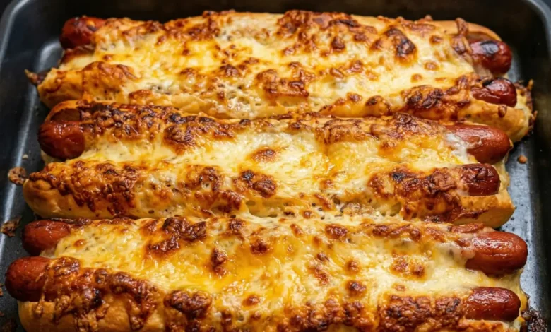 Crispy Cheesy Baked Hot Dogs