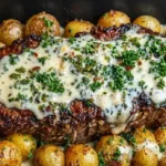 Creamy Garlic Butter Steak and Roasted Baby Potatoes