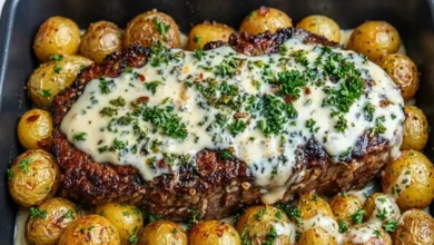 Creamy Garlic Butter Steak and Roasted Baby Potatoes
