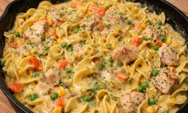 Chicken Pot Pie Skillet pasta