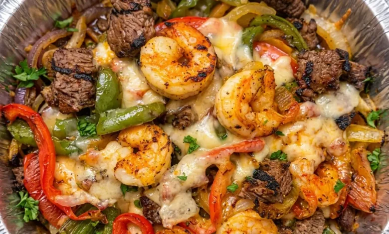Cheesy Steak and Shrimp Skillet Bowl