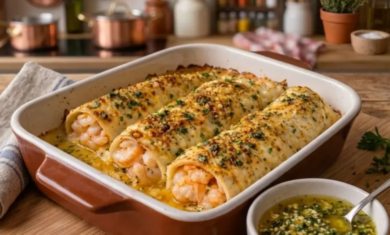 Creamy Garlic Parmesan Shrimp Roll-Ups Recipe