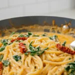 Spaghetti Spinach with Sun-Dried Tomato Cream Sauce