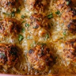 Baked French Onion Meatballs