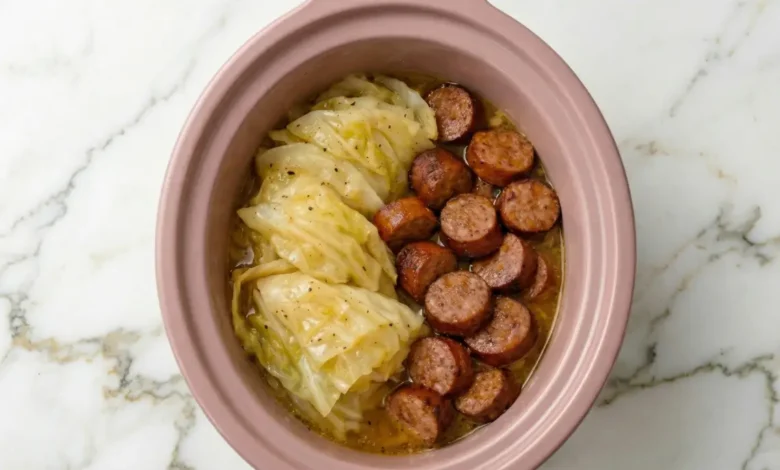 Slow cooker cabbage and sausage
