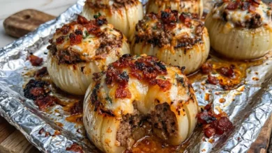 Cheese and Bacon Stuffed Onions