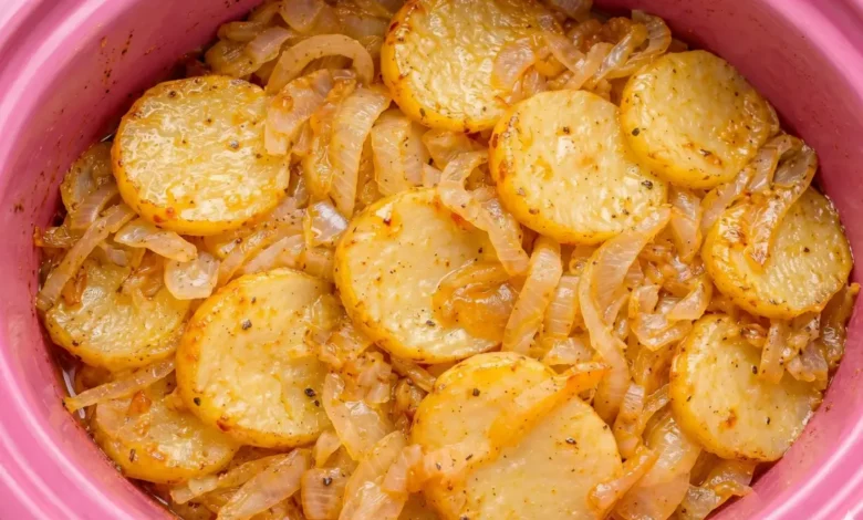 Crock Pot Potatoes and Caramelized Onions