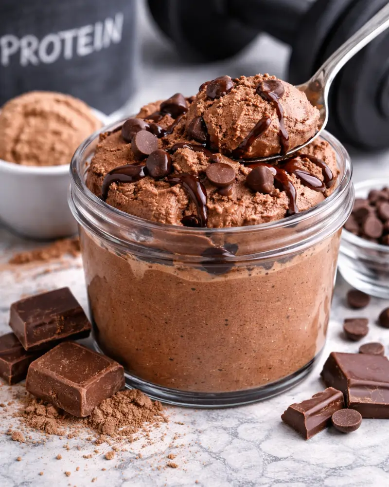 ninja creami chocolate protein ice cream healthy high protein dessert