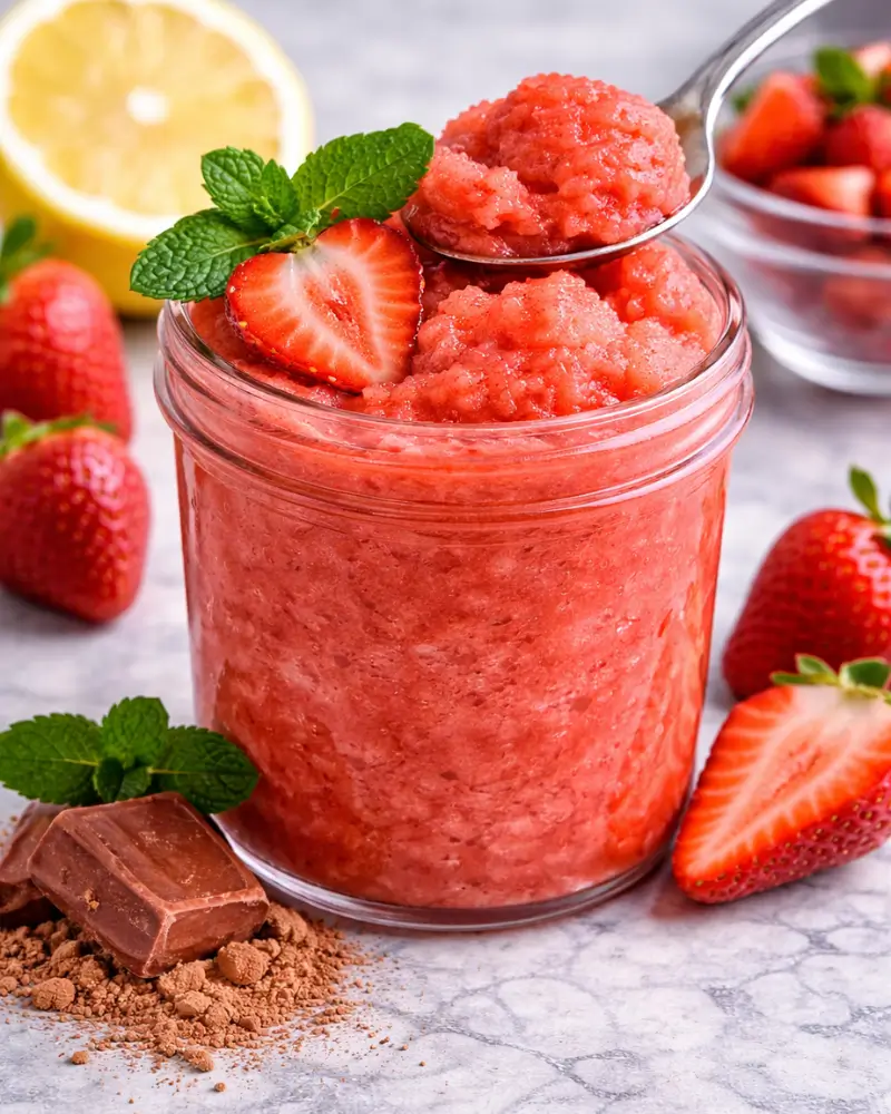 ninja creami strawberry sorbet dairy free frozen dessert recipe