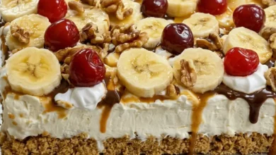 Banana Walnut Caramel Cold Cake (No Oven)