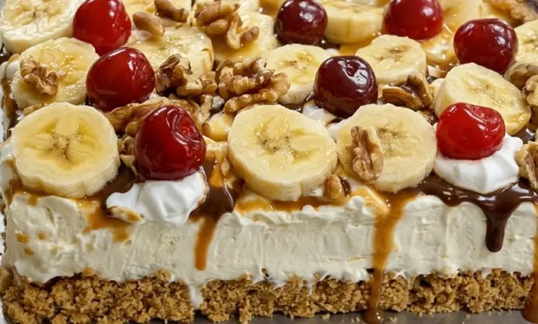 Banana Walnut Caramel Cold Cake (No Oven)