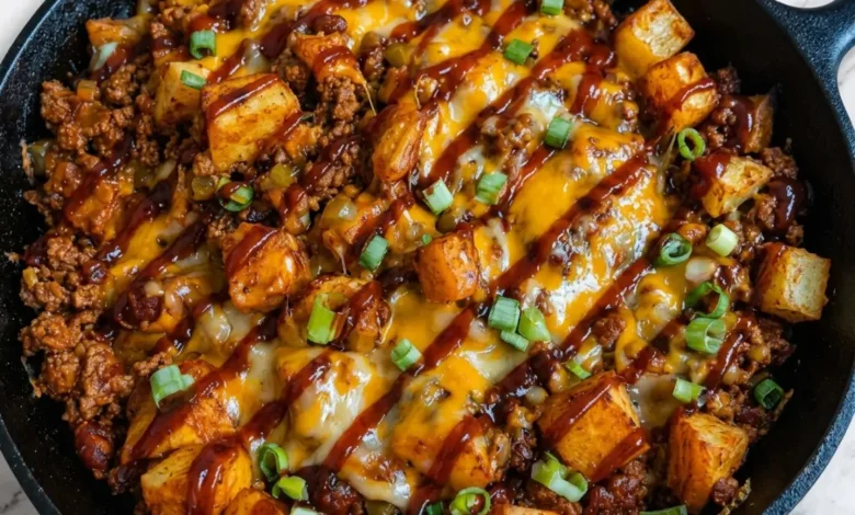 Loaded Ground Beef and Potatoes Skillet