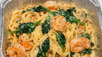 Cheesy Garlic Butter Shrimp & Spinach Pasta
