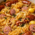 Slow Cooker Sausage Potatoes & Sauerkraut