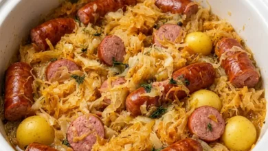 Slow Cooker Sausage Potatoes & Sauerkraut