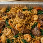 Surf and Turf Shrimp Noodle Stir-Fry