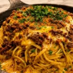 Cajun Beef Spaghetti with Three-Cheese Sauce