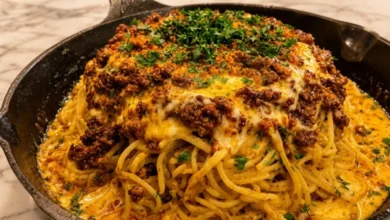 Cajun Beef Spaghetti with Three-Cheese Sauce