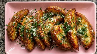 Crispy Garlic Parmesan Potato Wedges Recipe