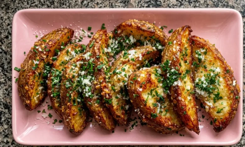 Crispy Garlic Parmesan Potato Wedges Recipe