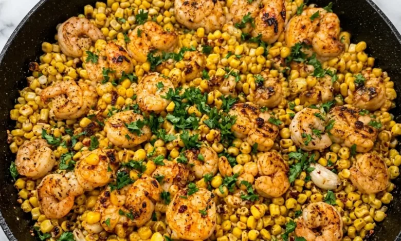 Garlic Butter Shrimp and Corn Skillet