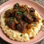 Garlic Butter Steak Bites with Creamy Parmesan Mashed Potatoes