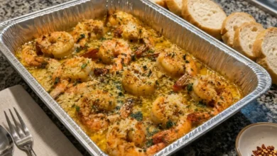 Garlic Butter Parmesan Shrimp Bake