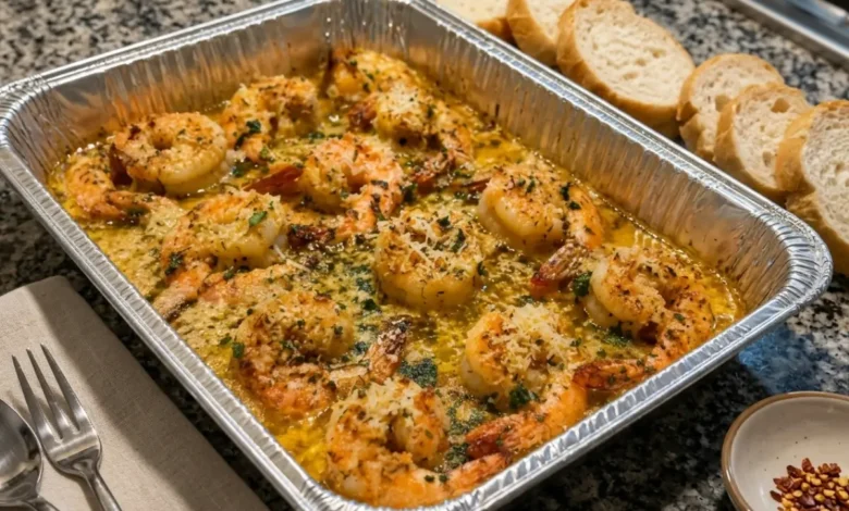 Garlic Butter Parmesan Shrimp Bake