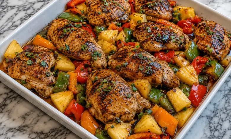 Tropical Hawaiian Chicken Sheet Pan