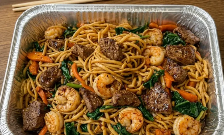 Surf and Turf Shrimp Noodle Stir-Fry