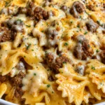 Cheesy Garlic Butter Beef Bowtie Pasta