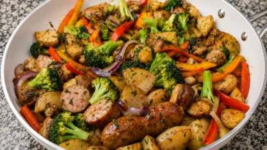 Garlic Herb Sausage, Potatoes & Veggie Bake