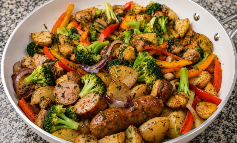 Garlic Herb Sausage, Potatoes & Veggie Bake