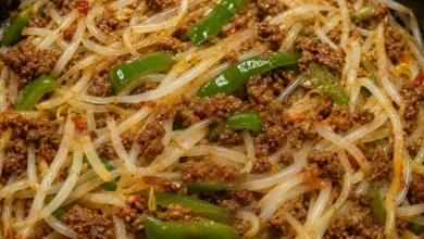 Ground Beef and Bean Sprout Stir Fry