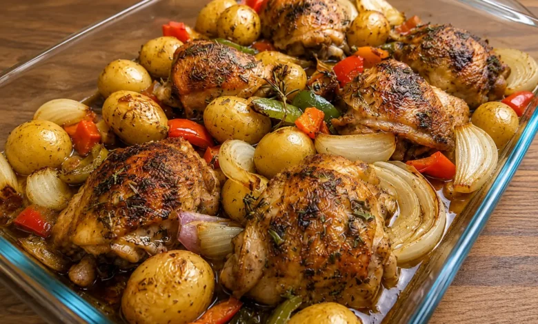 Oven-Baked Chicken with Potatoes & Peppers