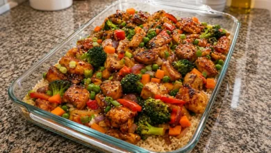 Teriyaki Chicken Veggie Rice Bake