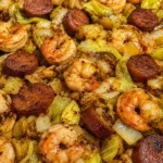 Fried Shrimp, Sausage and Cabbage Skillet