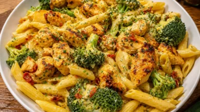 Garlic Parmesan Tuscan Chicken & Broccoli Penne