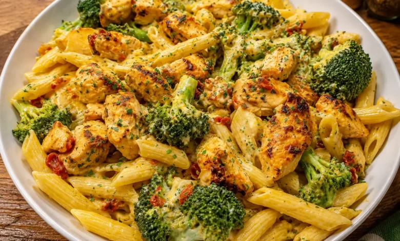 Garlic Parmesan Tuscan Chicken & Broccoli Penne